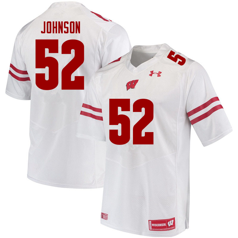Men #52 Kaden Johnson Wisconsin Badgers College Football Jerseys Sale-White